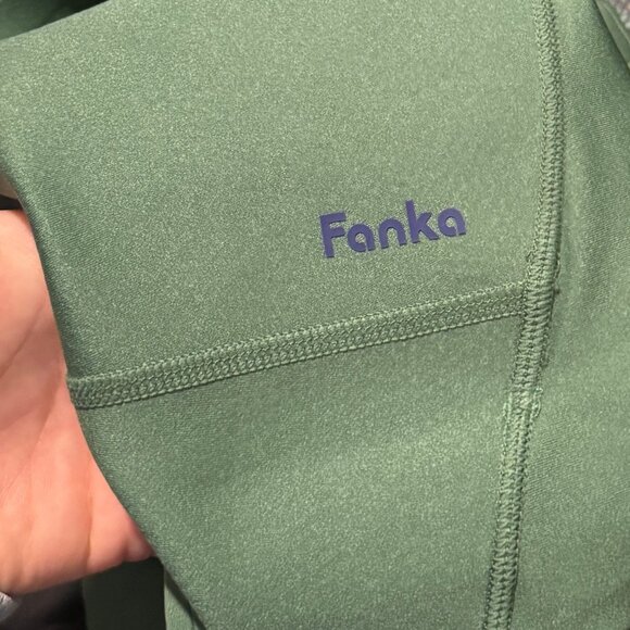 Fanka High Waisted 7/8 Leggings Green Sculpt Tummy Control Yoga Workout Pants - Picture 9 of 9